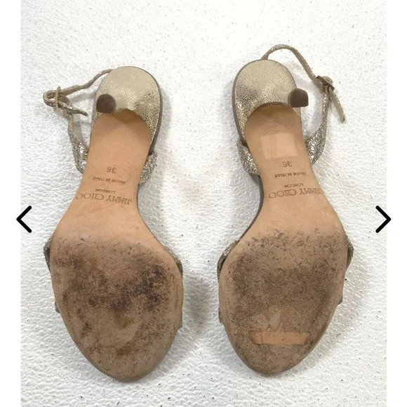 Jimmy Choo champagne/gold sling back sandals with 3”heel size36, great condition - Picture 8 of 8